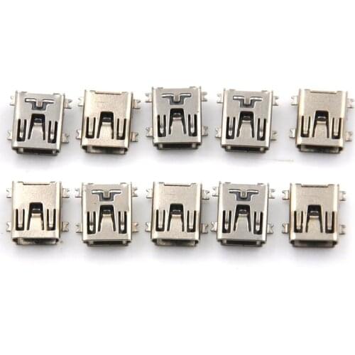 10pcs/lot 5pin Mini USB Connector Seat Jack Usb Four Legs 5P Inserting Plate Seat Mini Usb Connector
