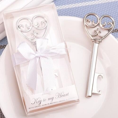10pcs/lot Souvenir Wedding Gifts Personalized Beer Opener Heart Shape Opener With Box Alloy Presents For Party Guest