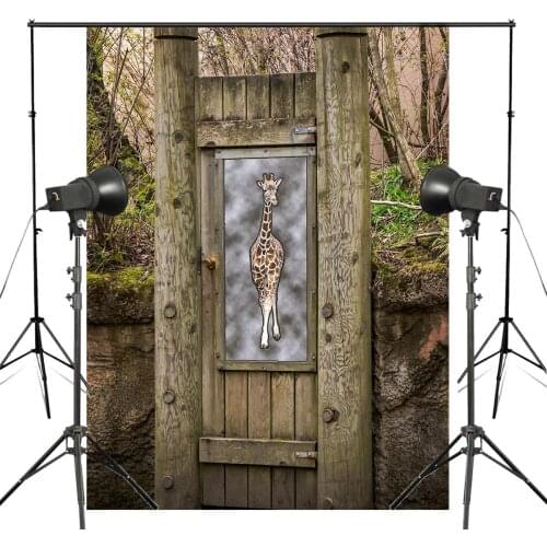 150x220cm Ancient Wood Door Photography Background Dead tree Giraffe Pattern Backdrop Studio Background Props Wall