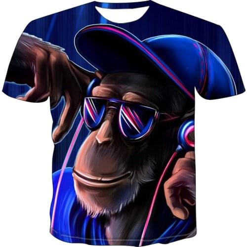 2021 New Summer 3D Printed Animal Gorilla Monkey Short Sleeve Funny Casual Design Top T-shirt Men Xxs-6xl