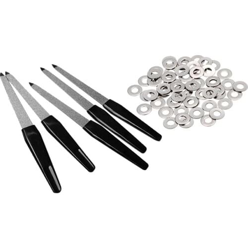 Promotion! 20Pcs M8 304 Stainless Steel Flat Plain Washer Spacer Silver Tone & 5Pcs Plastic Handle Metal Double Sided Nail Files