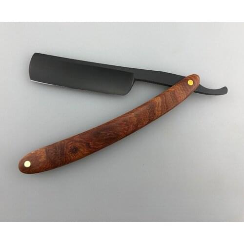 AMSIC Men Professional Straight Barber Edge Stainless Steel Manual Folding Knife Men Wood Handle Shave Razor