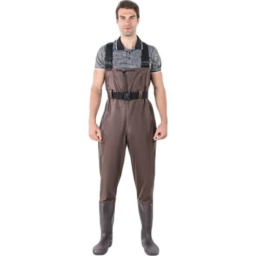 Fishing Pants Men Women Waterproof Bootfoot Fly Fishing Chest Rubber Waders Boots Suit With Camouflage Pant W1