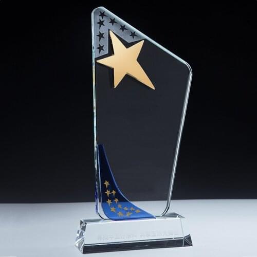 CTPS0012 Customized Pentagon Star Theme K9 Crystal Religious Academic Achievement Team Club Employee Service Trophies Awards