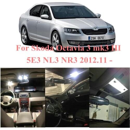 For Skoda Octavia 3 mk3 III 5E3 NL3 NR3 2012.11 -.Error Free LED Interior Reading Ceiling Light Kit Map Dome License Lamp