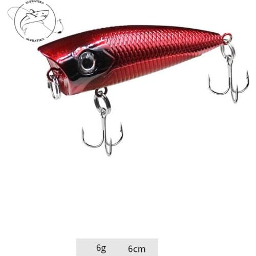 Artificial Topwater Popper 6cm/6g Freshwater Plastic Fishing Bait 3D Eyes Anti-Corrosion High Quality Fishing Lure Hard Bait