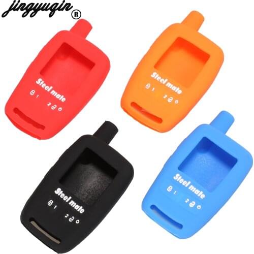 Jingyuqin silicone rubber key cover for Steel mate Iron General Red Bat 8006 car alarm remote control key FOB case shell
