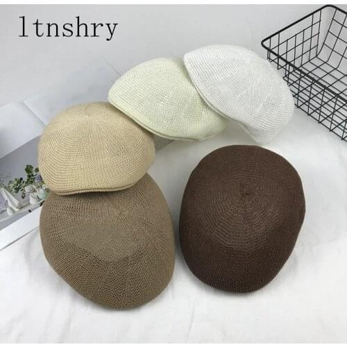 2019 New Summer Mesh Beret Caps Visor Spring Sun Breathable Bone Hats Womens Mens Black Flat Cap Vintage Berets Gorra