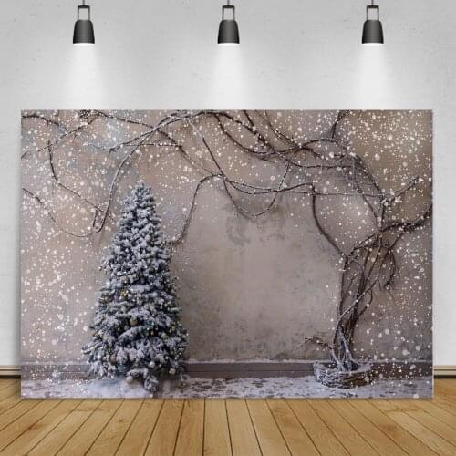 Laeacco Winter Christmas Tree Snowflake Scene Family Shoot Photography Background Photo Backdrop Photocall For Photo Studio