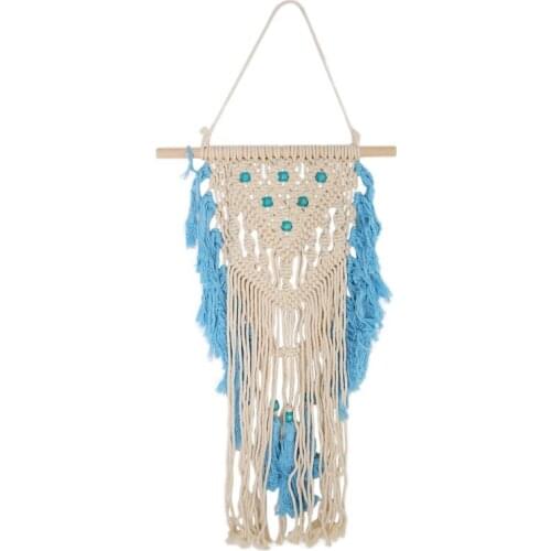 Hand Knotted Macrame Wall Art Handmade Cotton Bohemian Wall Hanging Tapestry With Tassel Boho Wedding Best