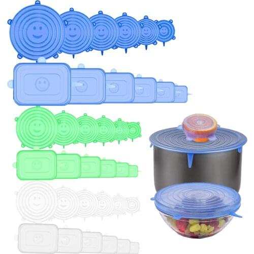 Reusable Silicone Food Cover Set Stretch Lids Elastic Bowl Microwave Cover Kitchen Wrap Keeping Fresh Universal Silicone Caps