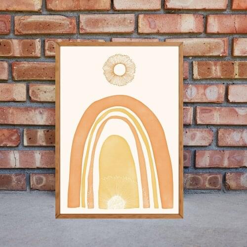 Trendy Boho Rainbow Sun Nursery Baby Decor Canvas Painting Pictures Wall Art Posters Prints for Kids Baby Room Home Decoration