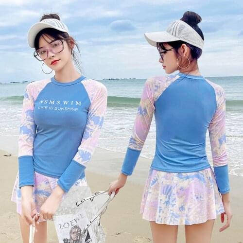 2021 New Korean Sexy Bikini Two Piece Swimsuit Women Push Up Swimwear Summer Beachwear Long Sleeve Bikini Bathing Suit