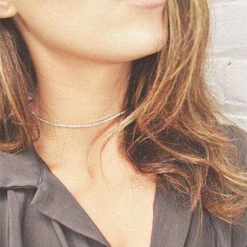 New European and American Luxury Inlaid Rhinestone Necklace Clavicle Short Chain Ladies Fashion Simple and Versatile Necklace Gi