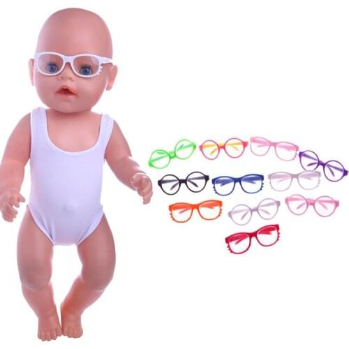 Color Round Frame Cute Glasses Fit 18Inch American Girl&Boy 43cm Reborn Baby Doll Clothes Accessories,Girls Toys,Generation,Gift