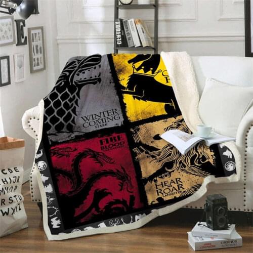 Movies Watching Blanket Anime GOT Print Double Velvet Sofa sherpa blanket For Beds Warm Fleece Camping Blanket Quilt