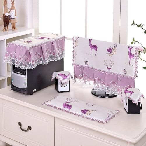 Desktop Computer Dust Cover Cloth Lace LCD Cover Cloth Office Computer Monitor Magic Cover Keyboard Monitor Dust Cover