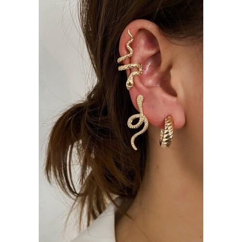 Gothic Retro Snake Set Earrings Punk Style Womens Three-Piece Snake Earrings Halloween Gift For Boyfriend