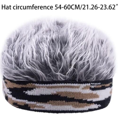 Men Women Short Wig Brimless Beanie Hat Fake Hair Funny Camouflage Knitted Landlord Sailor Cap Stretchy Cosplay Props