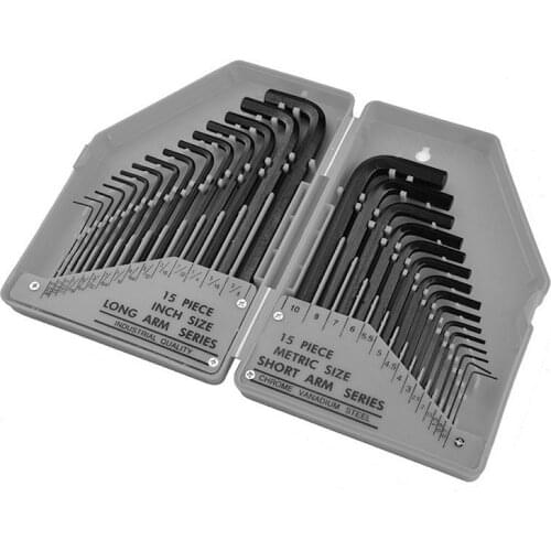 WEEKS Hex Key Allen Wrench Metric Size Chromium-vanadium Steel Allen Key Screwdriver Set Spanner Tool Set 30Pcs