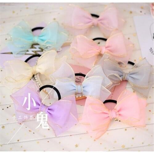 Fairy Dream Color Kawaii Bowknot hair rope Lolita Headwear Womens headdress Hair Ornaments B593