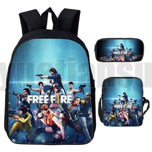 3D Print Anime Primary School Bags Free Fire Garena Backpack Teenager Laptop Hot Game Book Bag 3 Pcs/Set Cartoon Laptop Bag