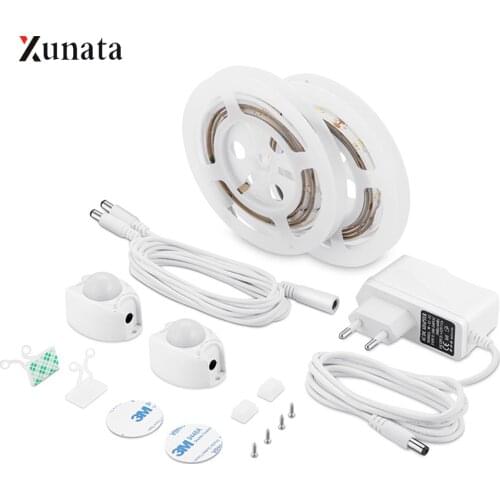 12V Motion Sensor LED Strip Light 1.2m Waterproof LED Tape Night Light Sensor Bed Cabinet Light with Automatic Turn Off Timer