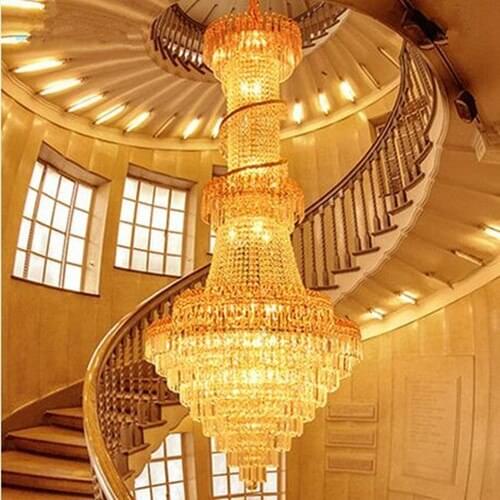 LED Luxury lVilla Atmosphere Stair Pendant Light Sitting Room Crystal Pendant Lamps 110-220V Including bulb free shipping