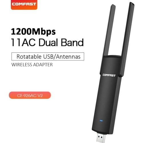 High Speed Wireless 1200mbps Dual band 2.4&5.8G Wi-fi Dongle AC Network Card USB 6dBi Antenna Ethernet free driver Wifi Adapter