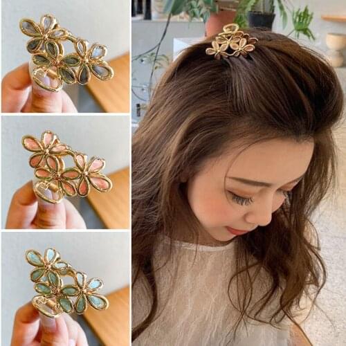 MISANANRYNE Women Fresh Simple Flower Hair Claw Gorgeous Small Hair Clips Metal Hairpins Girls Headdress Ornament Accessories