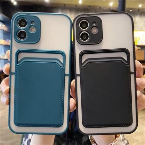 Camera Protection Wallet Card Slot Phone Case For iPhone 11 12 Pro Max Mini X XR XS Max 7 8 Plus SE 2020 Candy Color Hard Coque