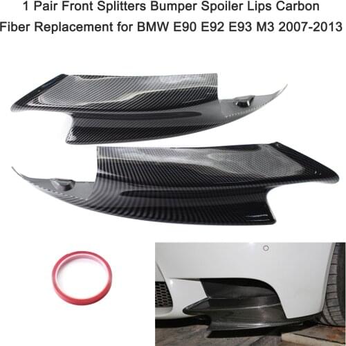1 Pair Front Splitters Bumper Spoiler Lips Carbon Fiber Replacement for BMW E90 E92 E93 M3 2007-2013