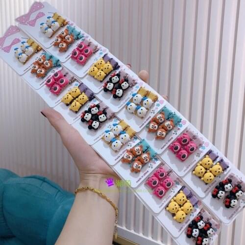10 Pairs Set Different Pair Clip Headdress Princess Cute Cartoon Mickey Minnie Donald Duck Girls Baby Hairpin