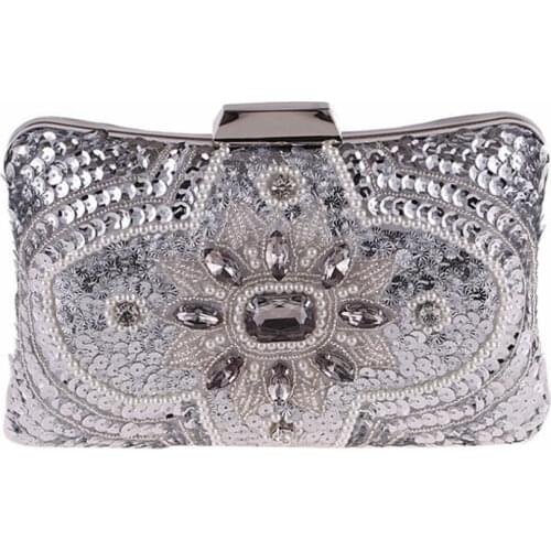 2020 women handmade flowers evening bags bling sequins wedding wallets dinner purse drop shipping MN1448