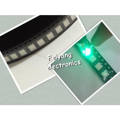 500pcs 5050 SMD Green PLCC-6 3-CHIPS 9000 MCD Ultra Bright LED High quality light-emitting diodes 5050 Green LED 5050 Diodes