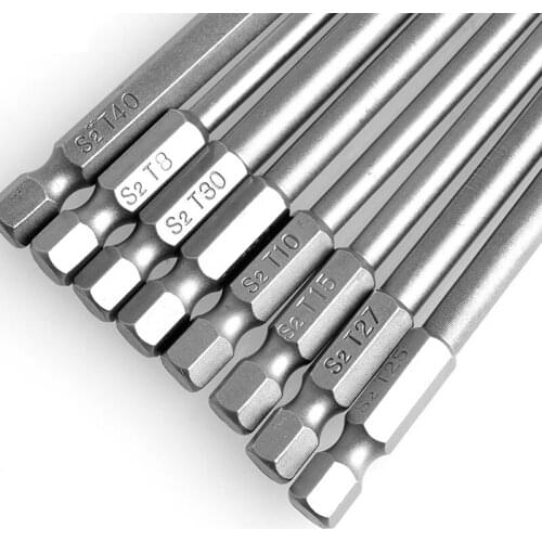 8Pcs/Set T8-T40 100mm Magnetic Torx Screwdriver Bits 1/4" Hex Shank A0KF