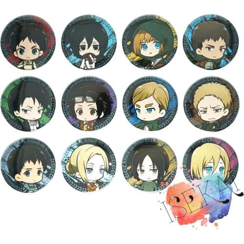 Attack on Titan Anime Badge Eren Levi Armin Arlelt Zoe Hange Annie Leonhardt Sasha Blouse Metal Badge Brooch Pins