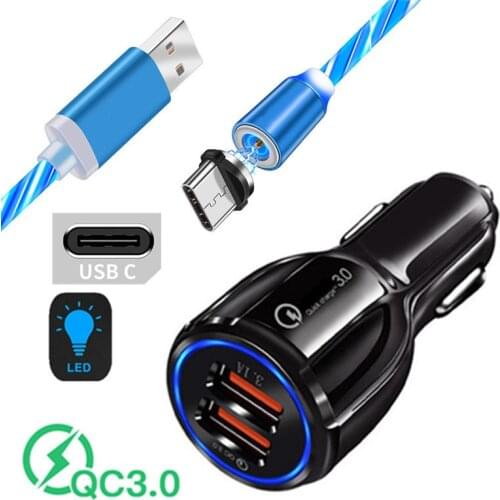 OnePlus 5T Fast usb Car Charger LG K51s Redmi 9 adapter Magnetic Type C Charge Cable For Samsung A20 Huawei Nova 5T Mate 20 lite