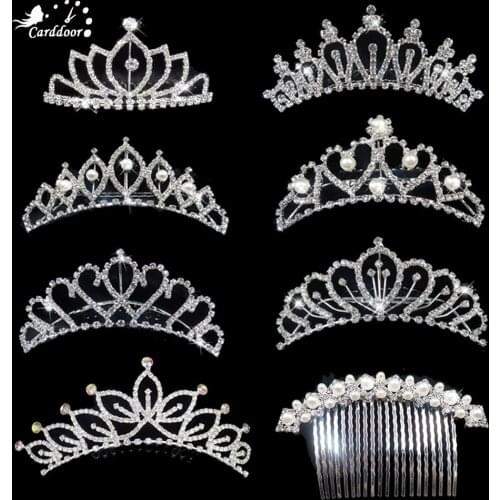 Carddoor Shiny Rhinestone Hair Comb Little Girl Crown Crown Headdress Children Headdress Bridesmaid Accessories Hair Jewelry