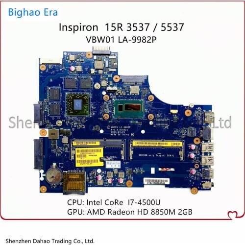 Laptop motherboard For Dell Inspiron 15R 3537 5537 VBW01 LA-9982P CN-0P28J8 0P28J8 With i7-4500U CPU HD8850M 2GB-GPU 100% Tested