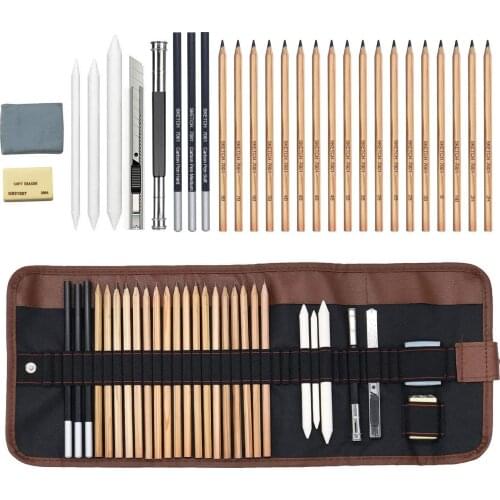 Art Supplies 30 Piece Drawing and Sketching Pencil for Beginners Includes Graphite Pencils Charcoal Pencils Erasers & Sharpeners