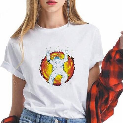 Planet Astronaut Printed Tshirt Women Rushed To The Sun Clothes Tshirt Vogue Punk Personalized Printed T Shirt Alike T-shirt