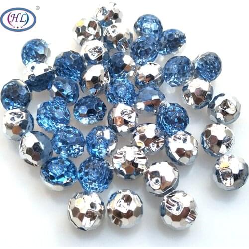 HL 40pcs Blue Color Round Acrylic Buttons Apparel Sewing Accessories DIY Crafts A731