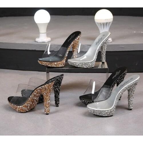 HOKSVZY Slippers Female New Summer Fashion 13CM15CM Sexy High Heels Stiletto Womens Slides Clear Slippers Women LFD