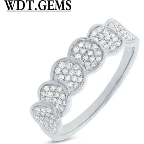 0.27 CT 10K Rose Gold Round Real Diamond Pave Multi Circle Statement Band Ring