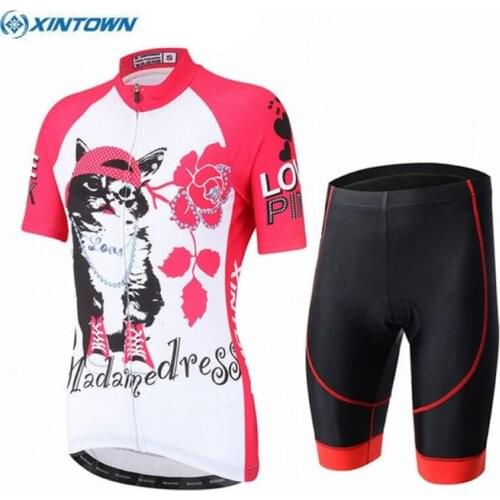 XINTOWN Women Summer Cycling Jerseys shorts set Cycling Clothing Fast Dry Bicycle Wear Ropa Ciclismo MTB Bike Clothes