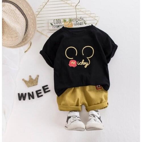 Baby Boy Girl Summer Sets Cotton Infant Children Clothes Cartoon Print Costume for Kids 1 2 3 4 Years Short Outfits 2 Pieces