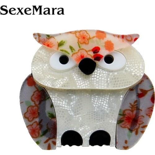 ZiccoWong Cute Acrylic Owl Brooch For Women Girls Resin Lovely Bird Animal Hijab Brooches And Pins Clothing Accessories Gifts