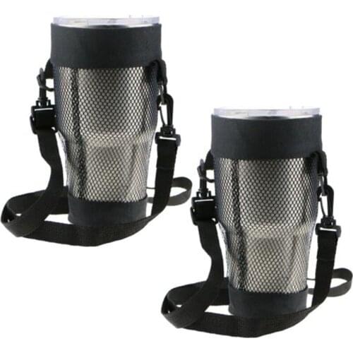 Fashion Cup Mug Holder Bag Water Bottle Carry Mesh Net Bag Portable Cup Pouch For Walking Running Hiking Biking Cup Carry Bag