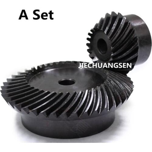 A Set 1Modulus 1.5M 2M 15 Teeth 20T 30T 45T 60T Precision Helical Bevel Gear Ratio 1:2 High Frequency Hardening 45# Steel
